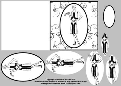 Art Deco Lady in Black and White Quick Card with Pyramage 2
