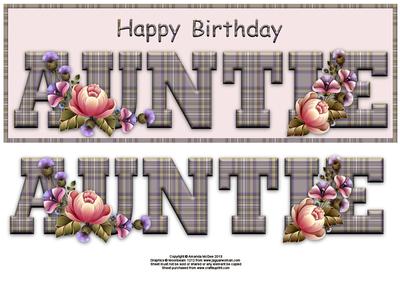 Tartan and Thistles Happy Birthday Auntie Large Dl Word Card