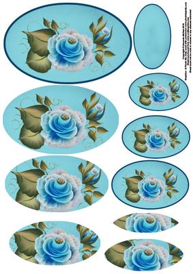 Folk Art Roses in Blue Pyramage