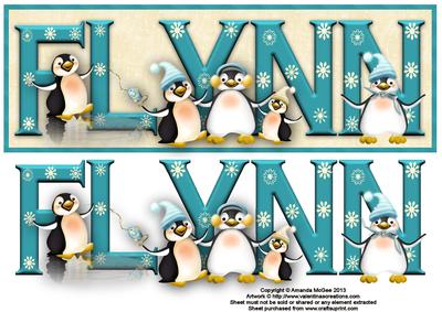 Playful Penguins Flynn Large Dl Name Card
