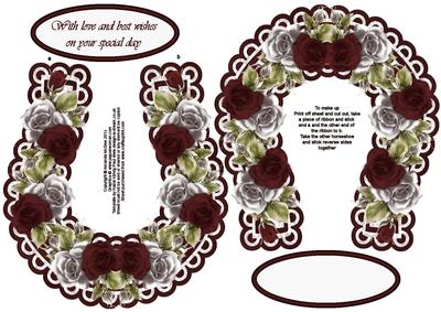 Maroon and White Roses Horseshoe Keepsake