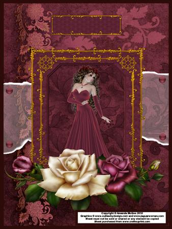 Elegant Fantasy Lady Card Kit - 6 Pages Including Card Front and Decoupage