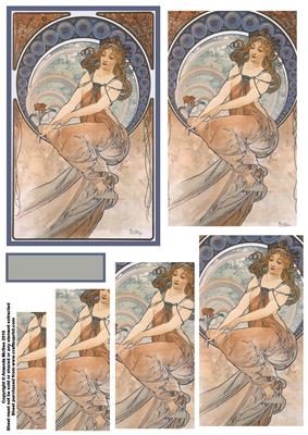 Art Nouveau Lady with Roses Pyramage