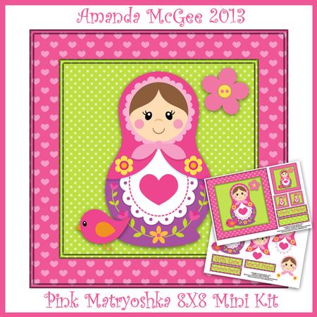 Pink Matryoshka 8x8 Mini Card Kit