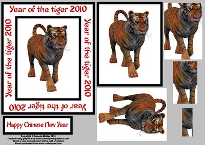 Year of the Tiger Chinese New Year Card Front and Pyramage