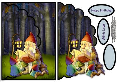 Night Time Story Envelope Card with Decoupage