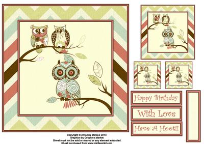 Owls in the Trees 8x8 Card Front