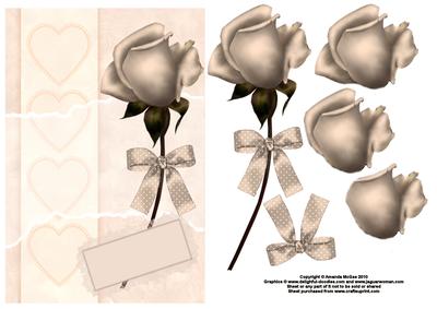 Rose and Hearts Card Front and Decouapge