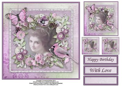 Flowers and Lace 8x8 Square Card Front