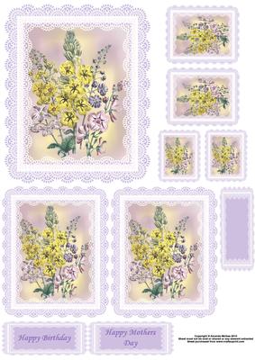 Wildflowers with Lilac and Lace Frame Toppers
