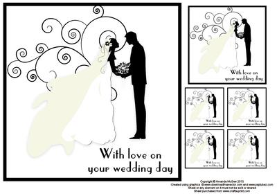 Silhouette Bride and Groom 8x8 Square Card Front