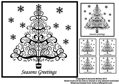 Oh Christmas Tree 8x8 Black and White Topper
