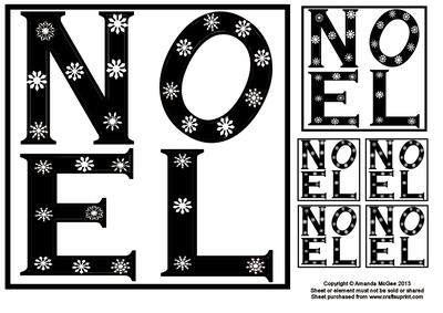 Noel Black and White 8x8 Square Topper