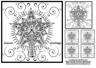 Christmas Star Black and White 8x8 Square Topper