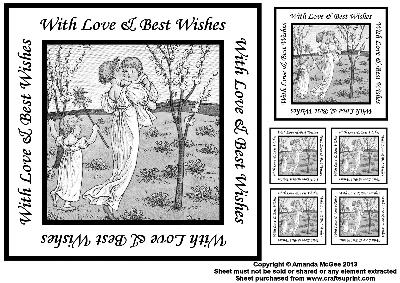 Going for a Walk 8x8 Black and White Topper Sheet