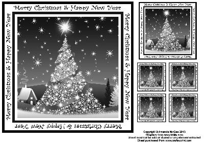 Sparkly Tree 8x8 Black and White Topper Sheet