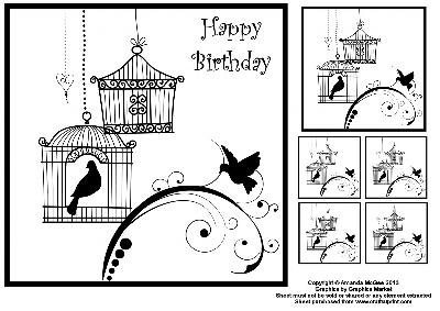 Birdcages 8x8 Black and White Square Topper Sheet
