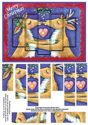 Kissing Reindeer Pyramid Panel