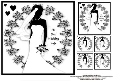 Beautiful Bride 8x8 Black and White Square Topper