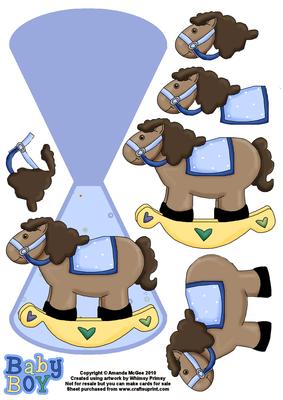 New Baby Boy Rocking Horse Wobble Card