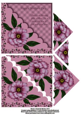 Pretty Peony Card Front and Triangle Pyramid - Mothers Day