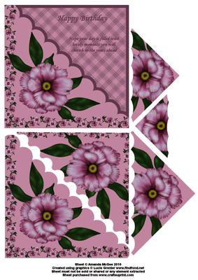 Pretty Peony Card Front and Triangle Pyramid - Birthday