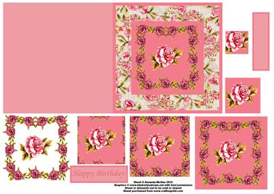 Shabby Roses Quick Card with Decoupage and Pyramage