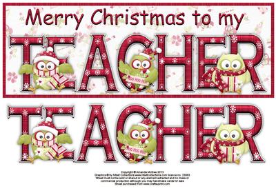 Hootie Christmas Teacher Large Dl Card