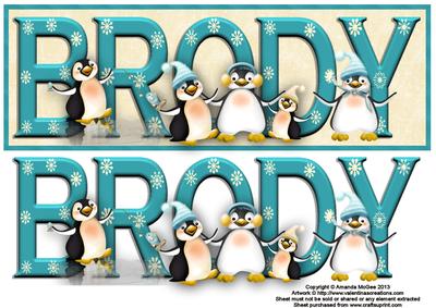 Playful Penguins Brody Large Dl Name Card