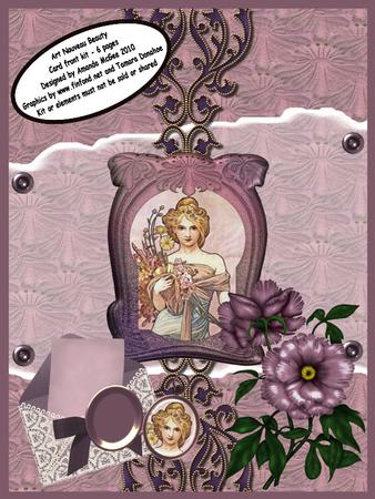 Art Nouveau Beauty Card Front Kit with Decoupage and Backing Papers - 6 Pages