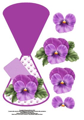 Purple Pansy Wobble Card with Decoupage - Blank