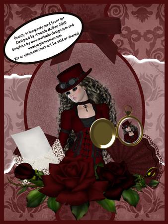 Beauty in Burgundy Card Front Kit with Decoupage, Papers and Insert