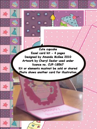 Cute Cupcake Easel Card Kit - 4 Pages