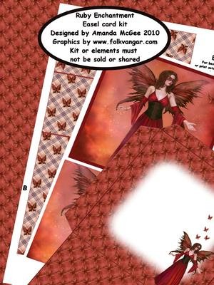 Ruby Enchantment Easel Card Kit - 4 Pages
