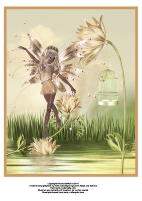 Fairy Dancing in the Water Flowers A4 Card Front