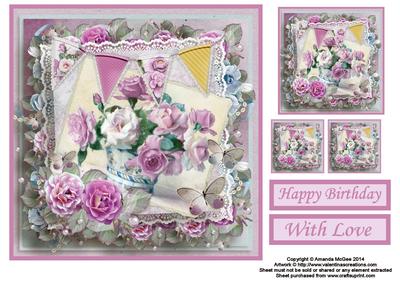 Lilac Roses 8x8 Topper Sheet