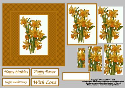 Delightful Daffoldils Square Card Front and Pyramid