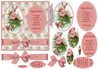 Carnations Square Card Front and Pyramid - Birthday