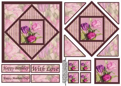 Pink and Lilac Tulips Geometric Pyramid Panel Card Front
