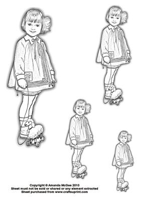 Little Girl with Pull Along Toy