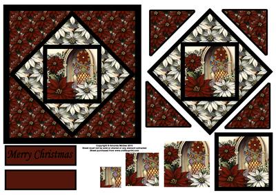 Poinsettia and Church Window Geometric Pyrmaid Panel