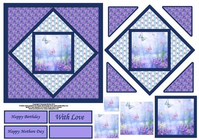 Flowers and Butterflies Geometric Pyramid Panel