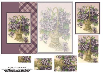 Lilac Flowers Foldback Card - Blank