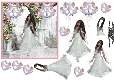 Pretty Balerina Birthday Girl Card Front and Decoupage