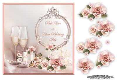 A Toast to the Bride and Groom 8x8 Card Front with Decoupage