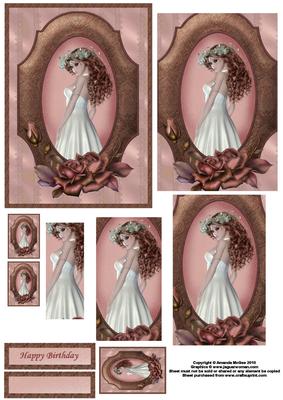 Lady in a Damask and Rose Frame Pyramid Sheet