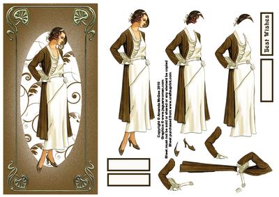 Art Deco Lady Dl Card Front with Decoupage 2