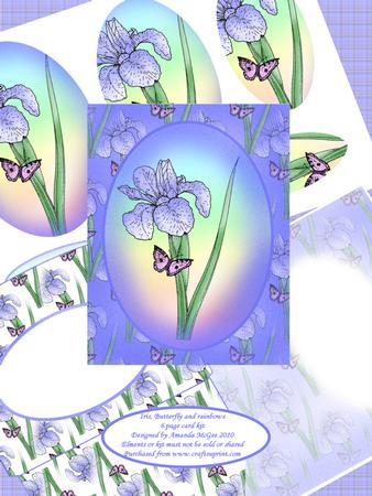 Iris Butterfly and Rainbows Card Kit - 6 Pages