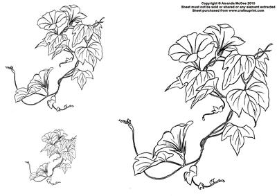 Morning Glory Digital Stamps