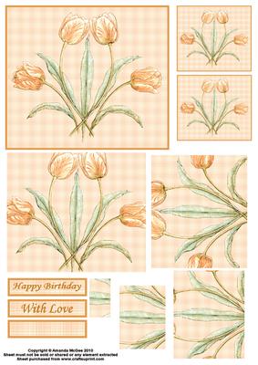 Art Nouveau Tulip on Plaid Pyramid Sheet